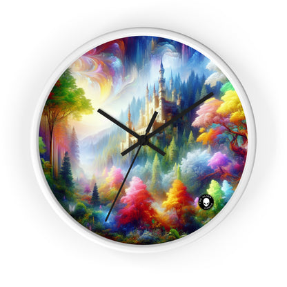 "Glowing Enchantment: The Castle in the Colorful Forest" - The Alien Wall Clock