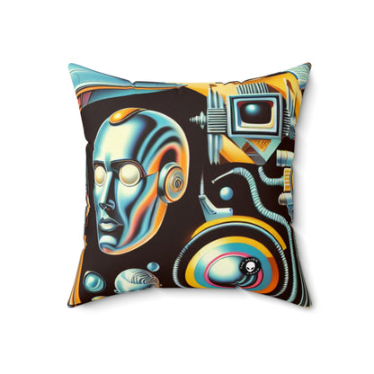 "Neon Deco: A Retro-Futuristic Utopia"- The Alien Spun Polyester Square Pillow Retro-futurism