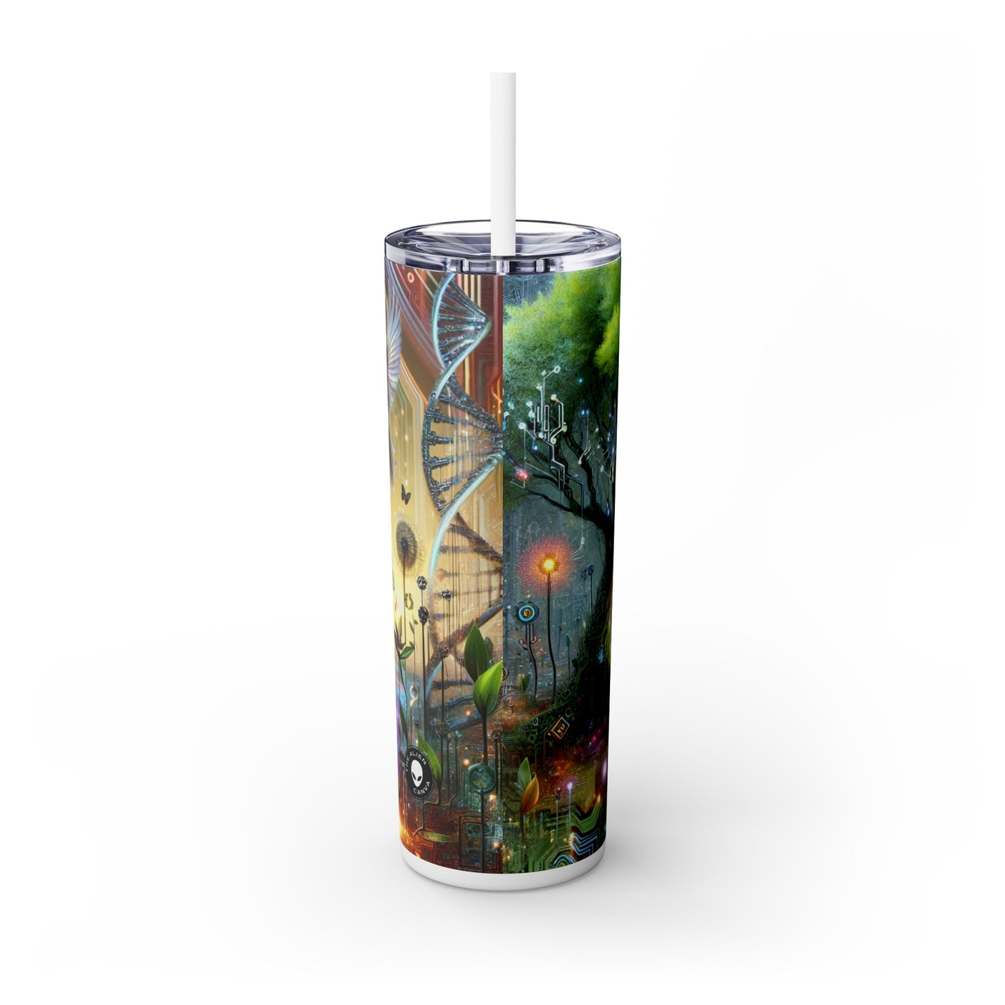 "Fusion techno-naturelle : l'avenir du bio art" - The Alien Maars® Skinny Tumbler avec paille 20oz Bio Art