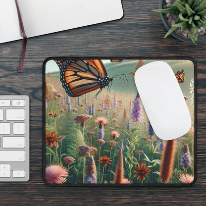 "Un monarca en la pradera de flores silvestres" - The Alien Gaming Mouse Pad Estilo realismo