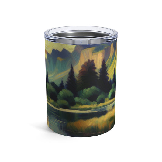 "Dusk in the Countryside: A Vibrant Post-Impressionist Painting" - The Alien Tumbler 10oz Post-Impressionism