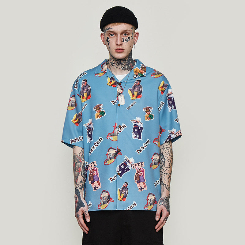 Printed loose men's shirt