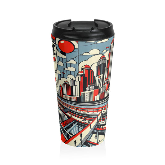 "Constructing Ideas: A Typographic Landscape" - The Alien Stainless Steel Travel Mug Constructivism Style