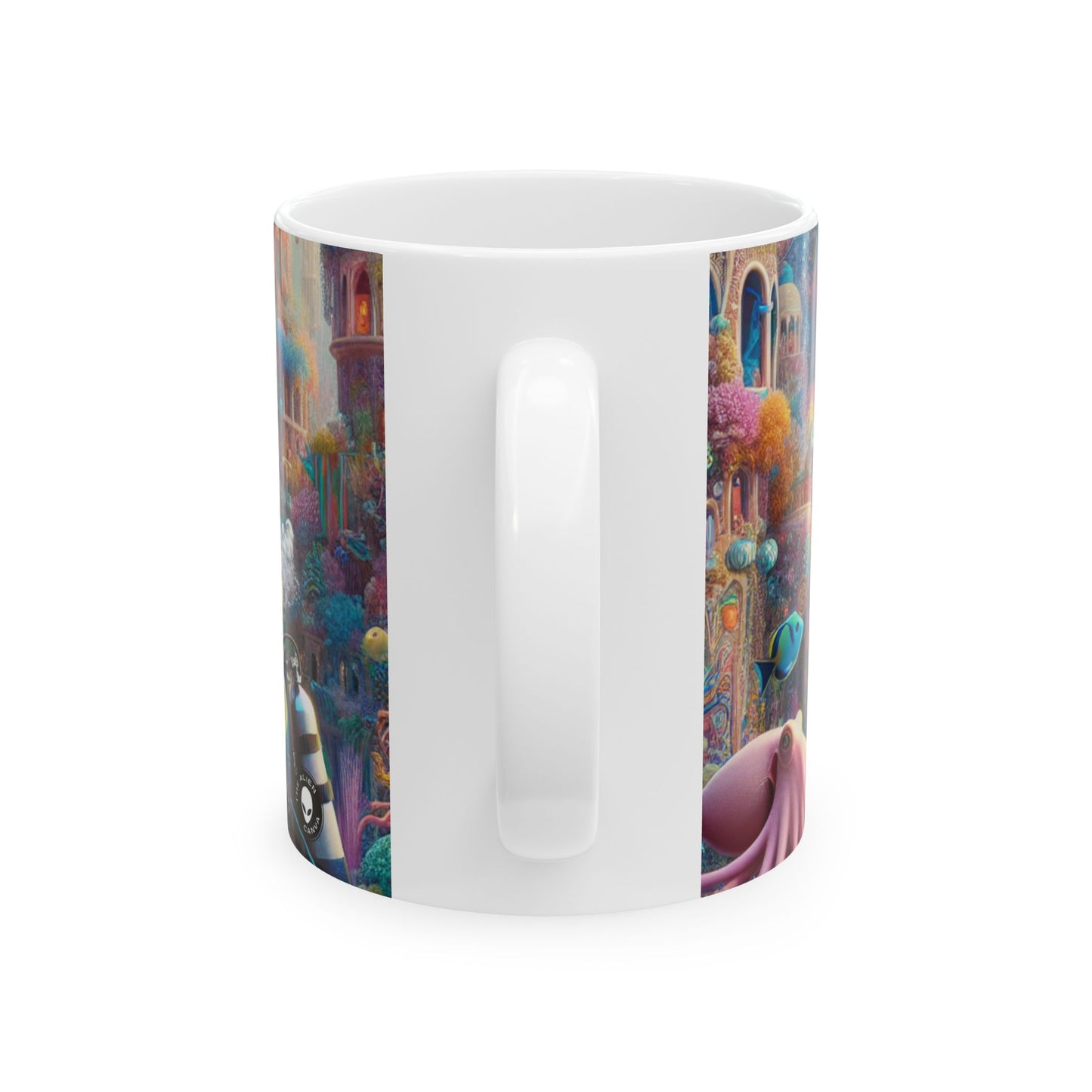 « Trésor des profondeurs : une ville sous-marine fantastique » – Tasse en céramique Alien 11 oz