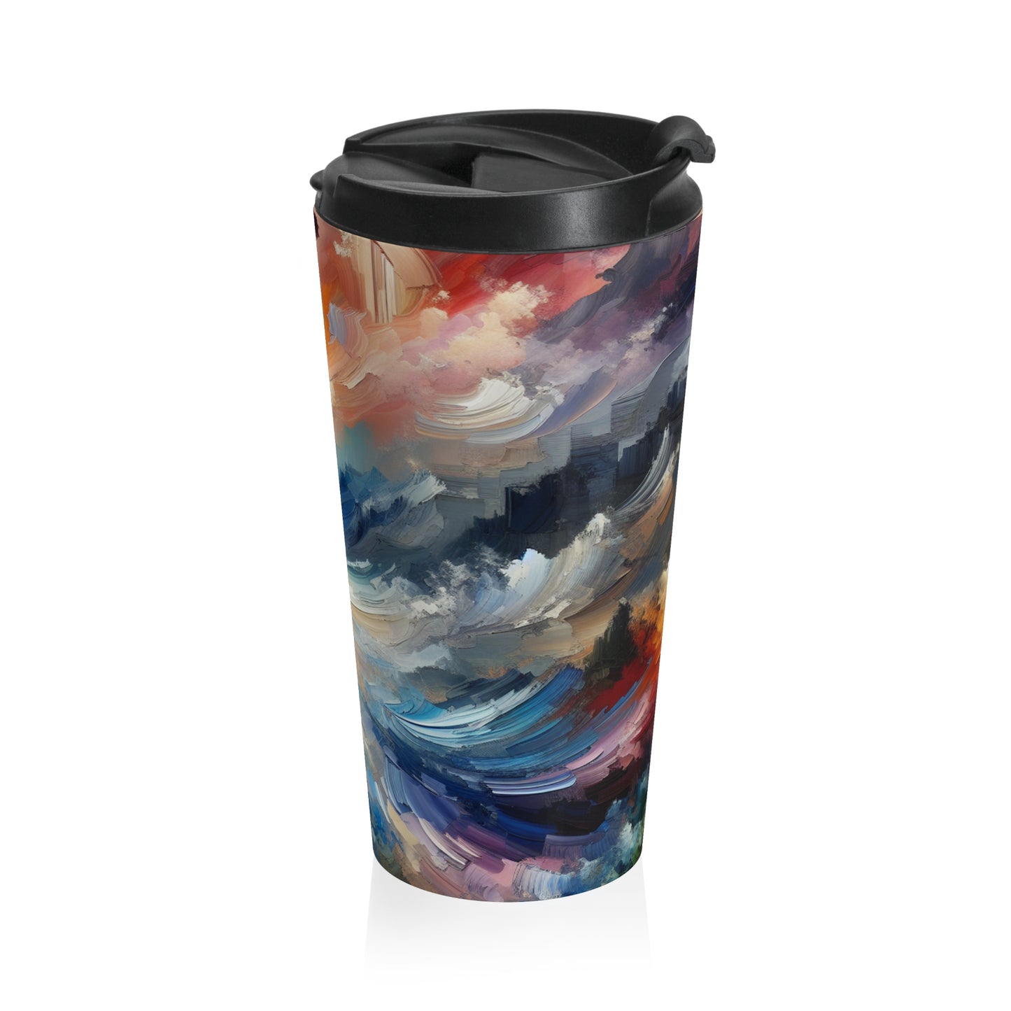 "Abstract Landscape: Exploring Emotional Depths Through Color & Texture" - The Alien Stainless Steel Travel Mug Abstract Expressionism Style