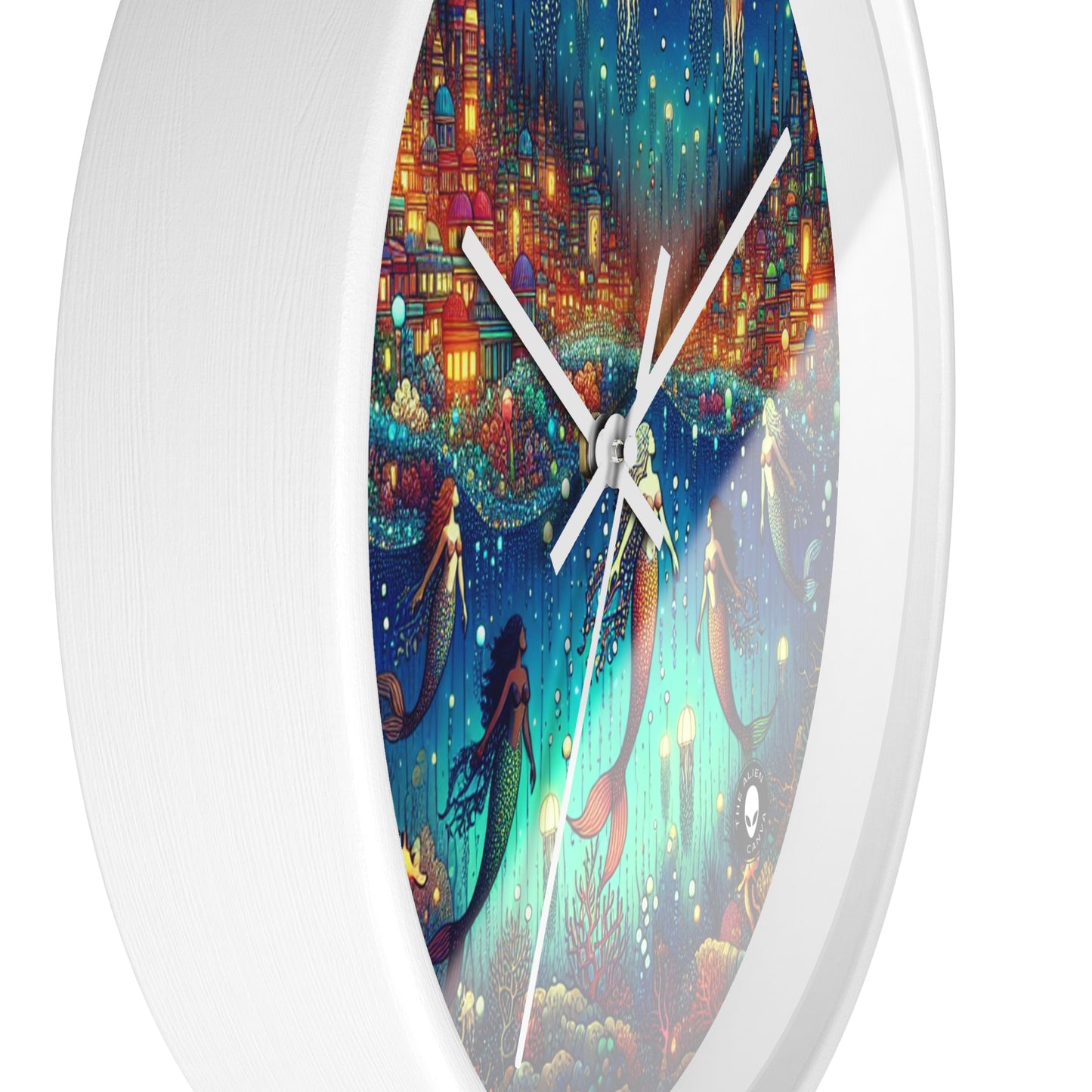 "Glowing Jellyfish City: A Whimsical Underwater World" - The Alien Wall Clock