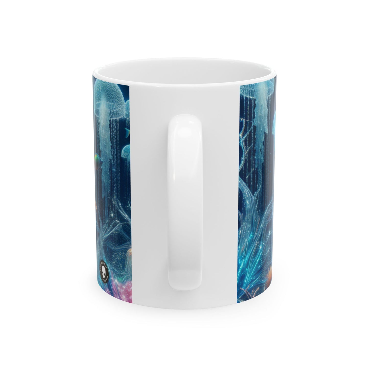 "Neon Dreams: The Underwater Wonderland" - Taza de cerámica extraterrestre de 11 oz