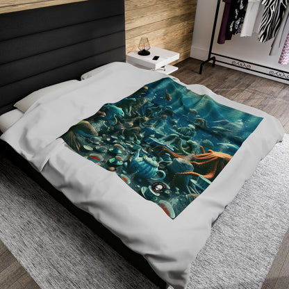 "Tea Time in the Deep Blue Sea" - The Alien Velveteen Plush Blanket