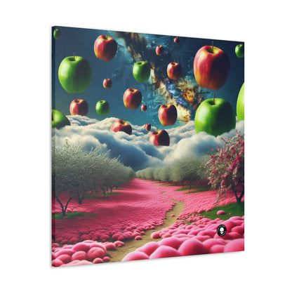 "Apple Sky and Pink Flower Carpet: A Surreal Landscape" - The Alien Canva