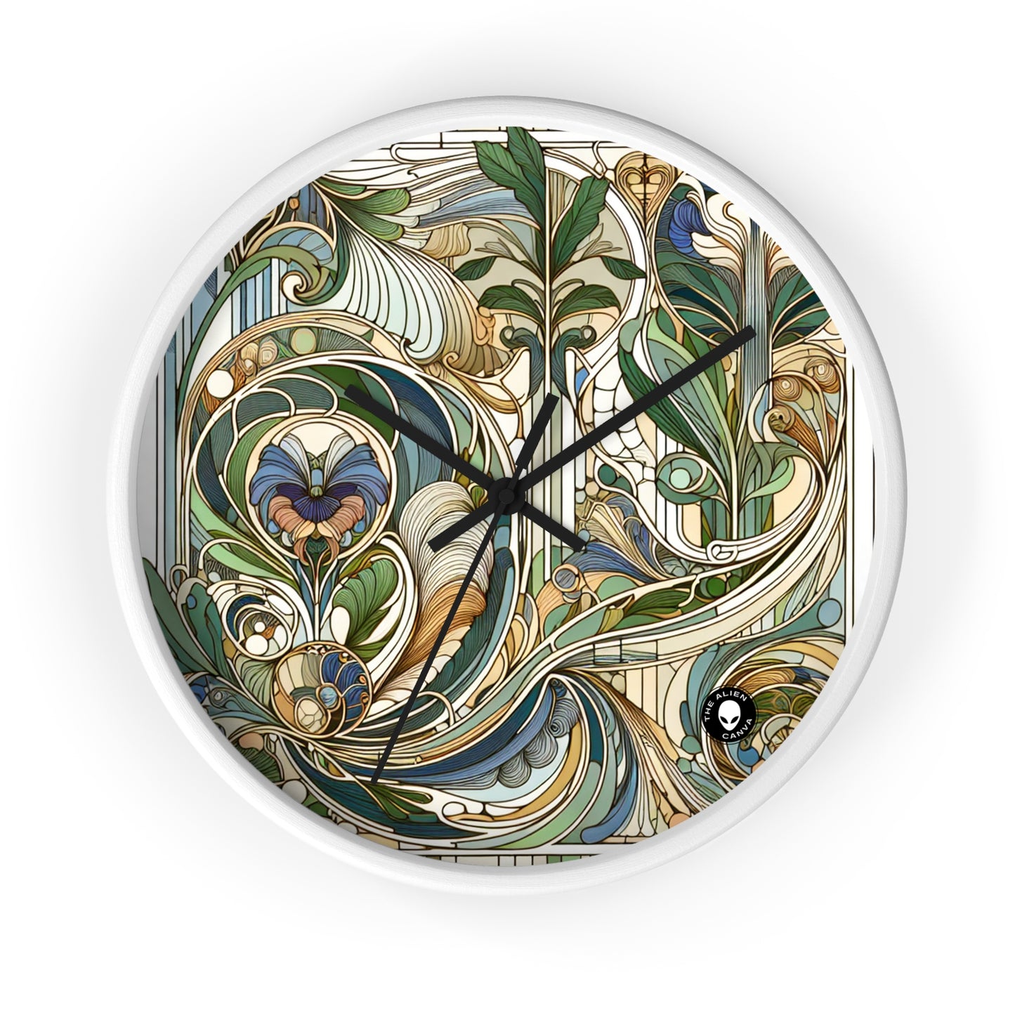 "Encantamiento iluminado por la luna: una serenata mística en el estilo Art Nouveau" - El reloj de pared alienígena Art Nouveau