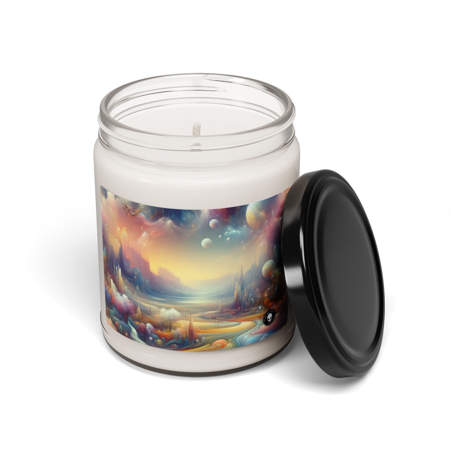 "Dreamscape Delights: A Surreal Painting" - Vela de soja con aroma a alienígena de 9 oz