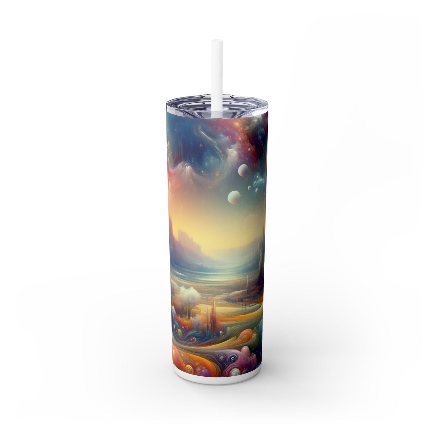 « Dreamscape Delights : A Surreal Painting » - Verre fin Alien Maars® avec paille 20 oz