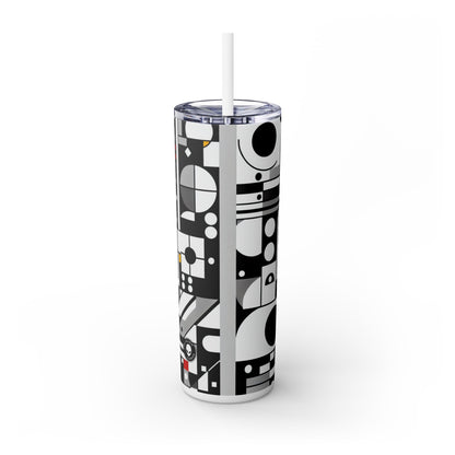 "Dynamic Suprematism: Geometric Harmony in Primary Colors" - The Alien Maars® Skinny Tumbler with Straw 20oz Suprematism