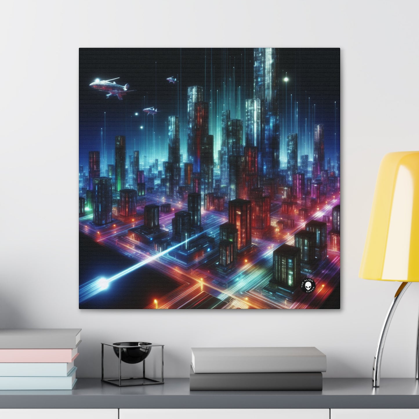 "Neon Skyline: un paisaje urbano futurista" - The Alien Canva