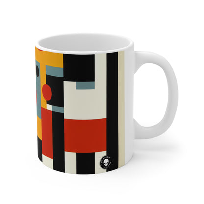 "Paysage urbain futuriste : harmoniser l'art et la technologie dans un chef-d'œuvre constructiviste dynamique" - La tasse en céramique Alien 11oz Constructivisme