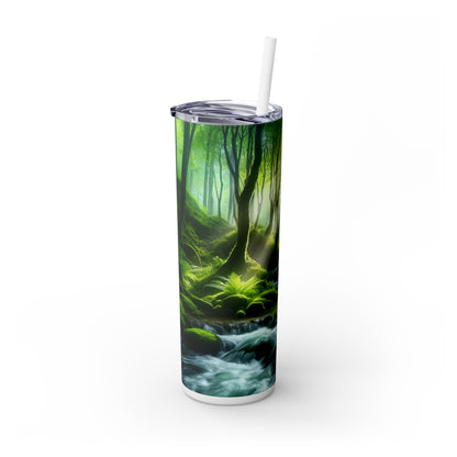 "Enchanting Waterfall Oasis" - The Alien Maars® Skinny Tumbler with Straw 20oz