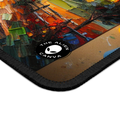 "Market Vibrance: A Post-Impressionist Perspective" - The Alien Gaming Mouse Pad Post-Impressionism