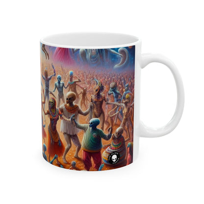 "Interstellar Rave: Embracing Cosmic Unity" - The Alien Ceramic Mug 11oz