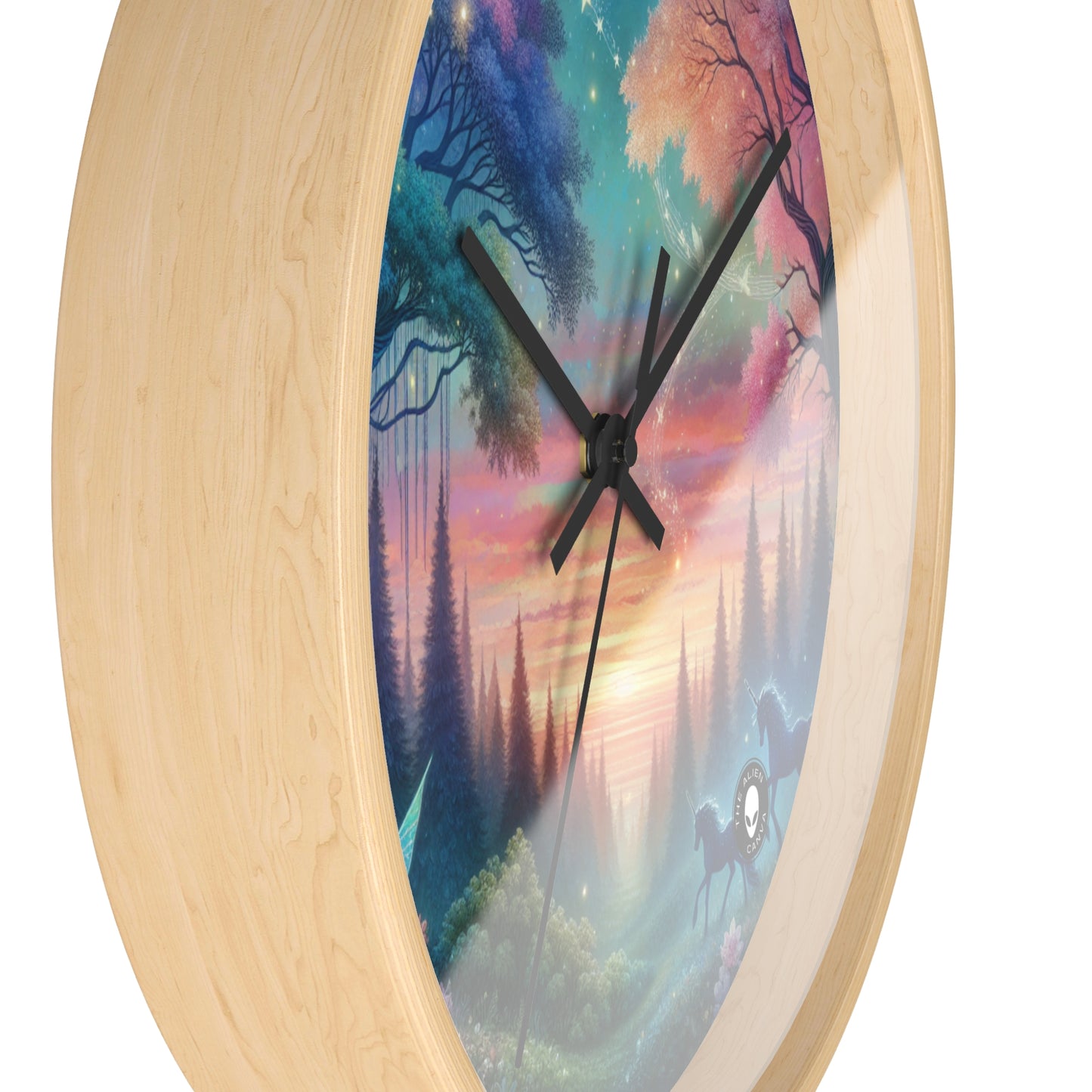 "Enchanted Dusk: A Magical Forest Painting" - The Alien Wall Clock