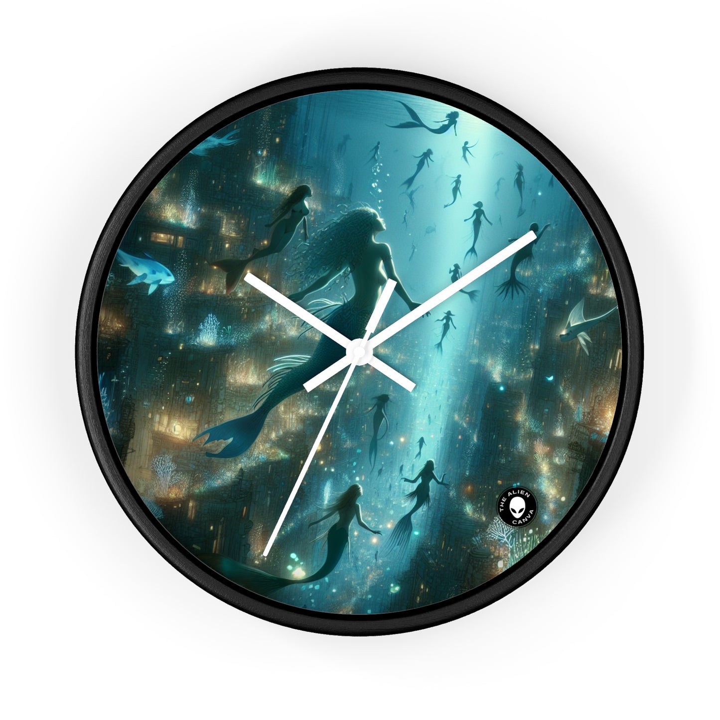 "Enchantment Below: A Bioluminescent Underwater Metropolis" - The Alien Wall Clock