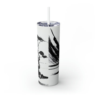 "Harmony of Wind and Water: A Zen Ink Painting" - The Alien Maars® Skinny Tumbler with Straw 20oz Zen Ink Painting