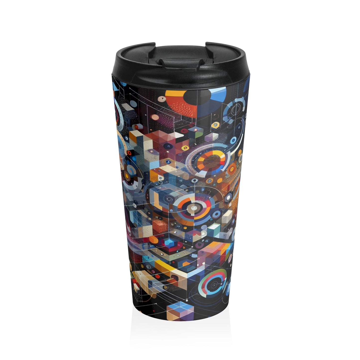 "A Geometric Moment In Time" - The Alien Stainless Steel Travel Mug Digital Art