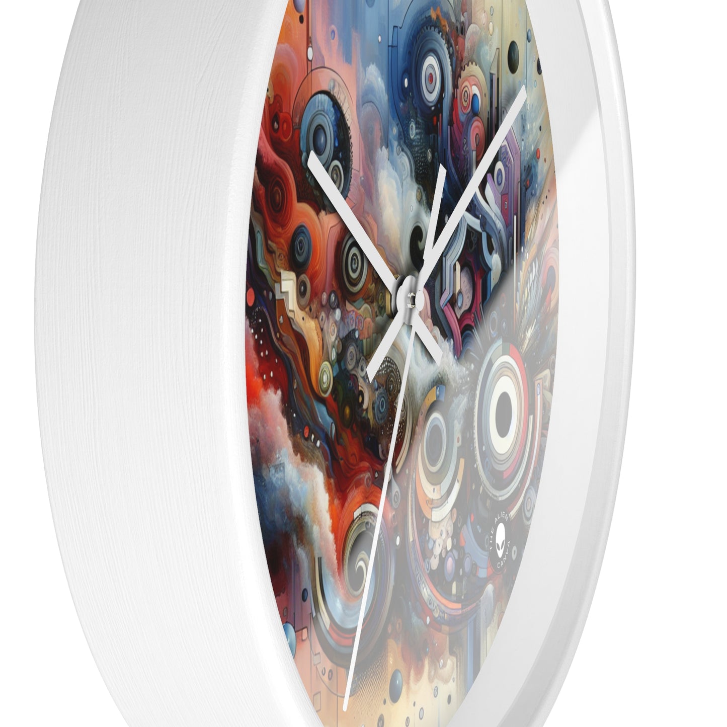 "Flux temporel : un voyage surréaliste à travers des formes abstraites et des couleurs vibrantes" - The Alien Wall Clock Avant-garde Art