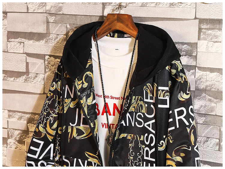 Printed hooded jacket