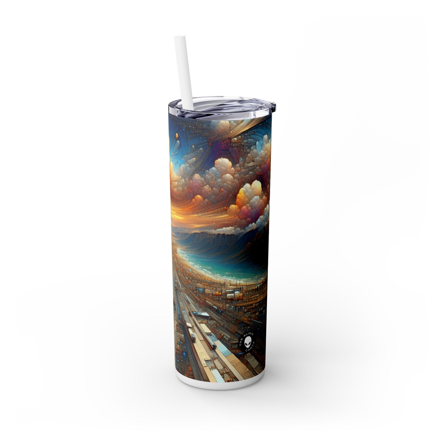 "Enchanted Realm: A Magical Fairy Kingdom" - The Alien Maars® Skinny Tumbler with Straw 20oz Digital Painting