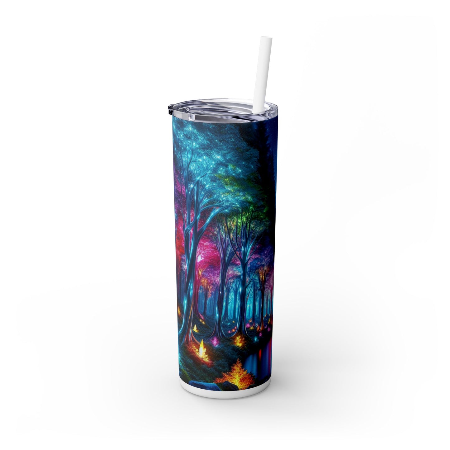 "Crystal Glow: El bosque encantado" - Vaso estrecho con pajita de 20 oz de Alien Maars®