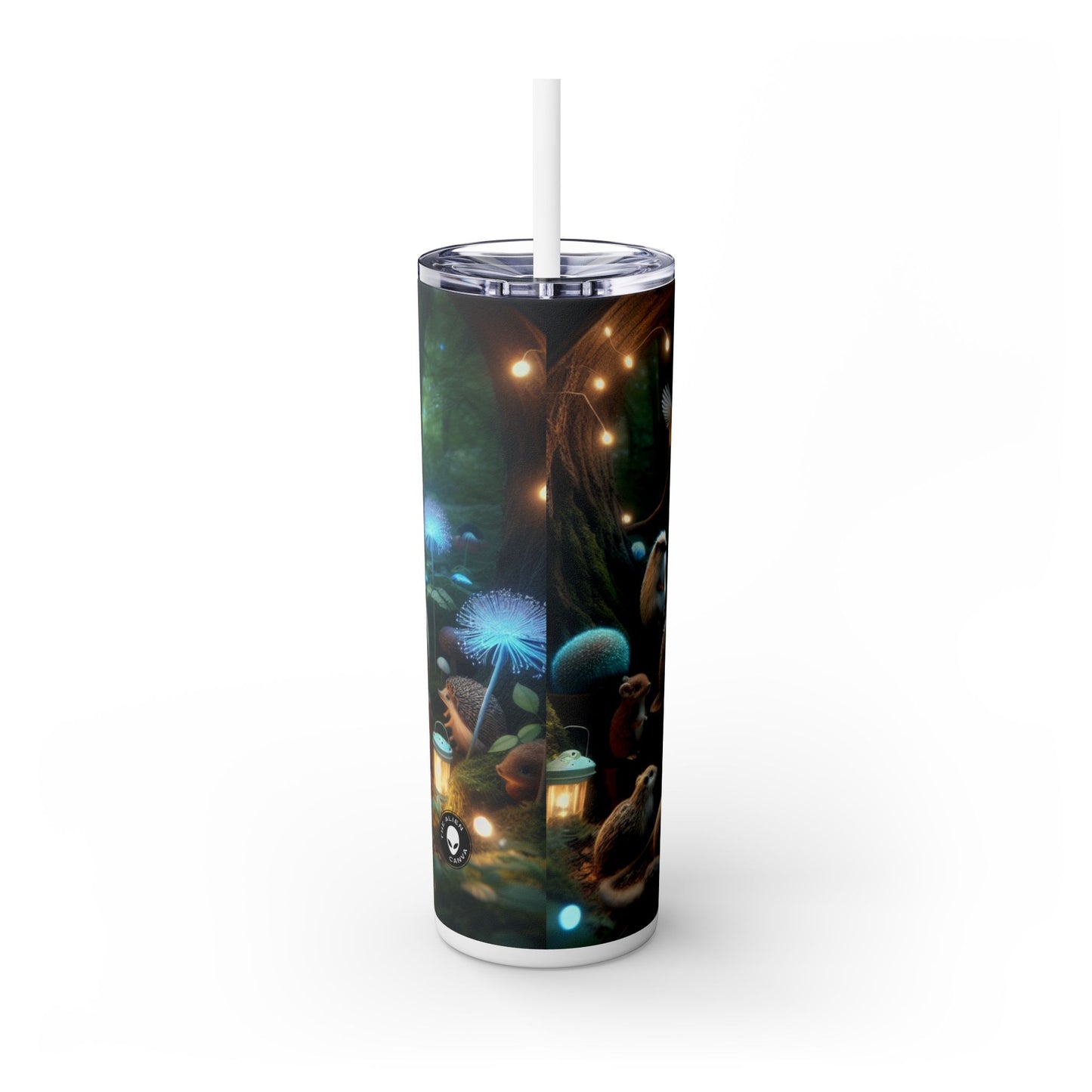 "Enchanted Tea Time: A Magical Forest Gathering" - The Alien Maars® Skinny Tumbler with Straw 20oz