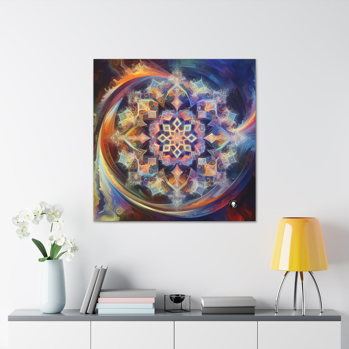 "Mandala dinámico: una pintura geométrica vibrante" - The Alien Canva