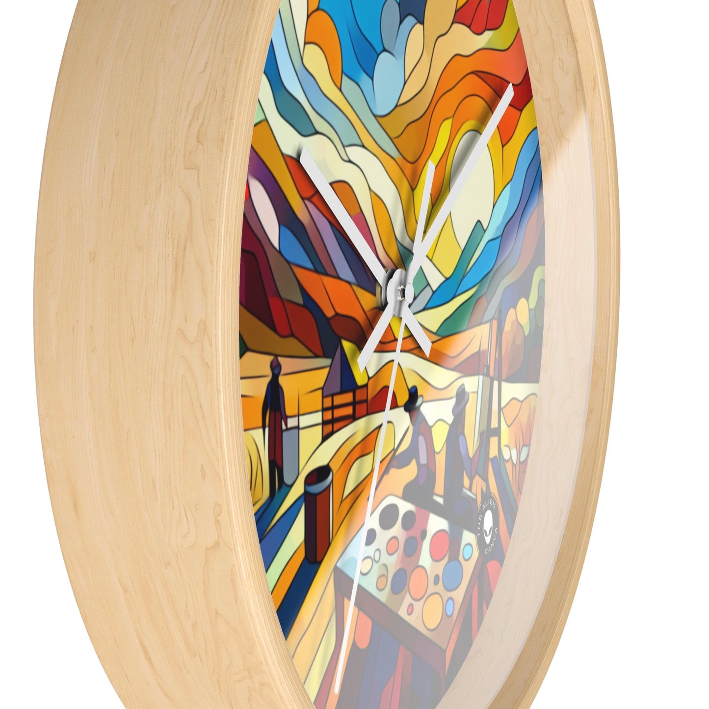 "Futuristic Neon Cityscape" - The Alien Wall Clock Hard-edge Painting