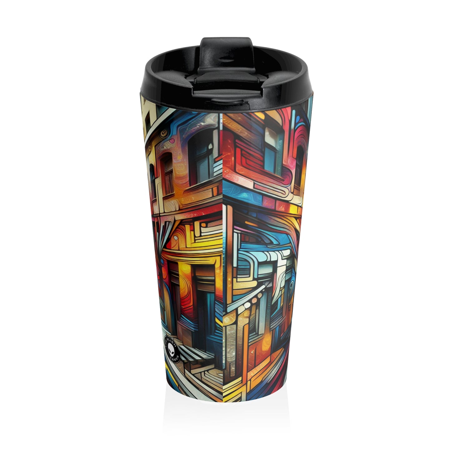 "Urban Ecosystem: A Graffiti Fusion" - The Alien Stainless Steel Travel Mug Graffiti Art