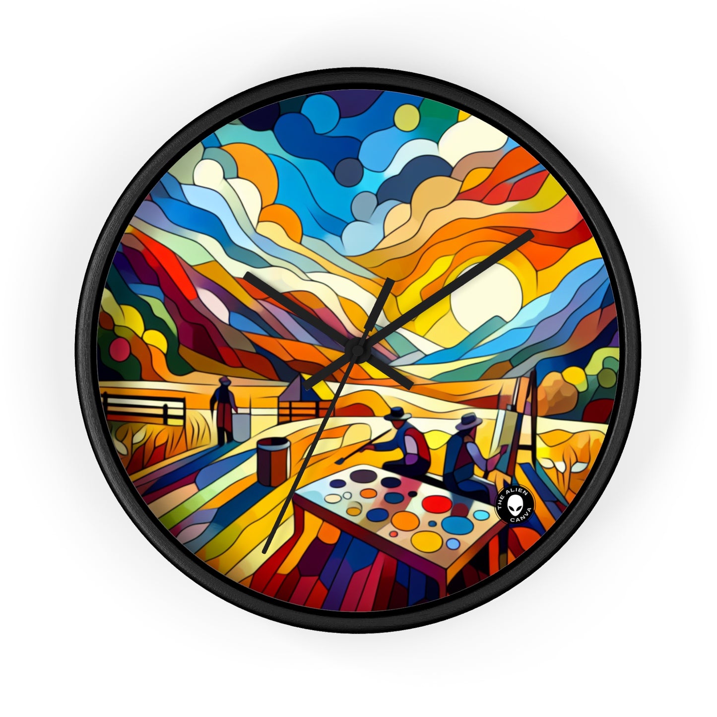 "Futuristic Neon Cityscape" - The Alien Wall Clock Hard-edge Painting