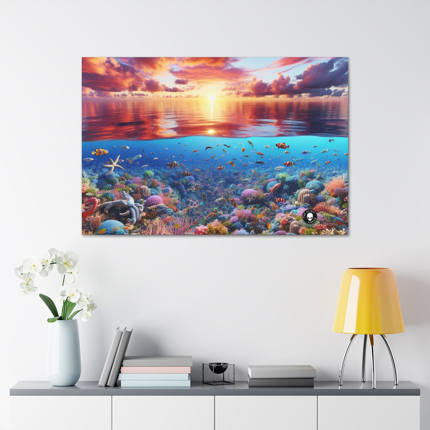 "Sunset Splendor : Récif de corail sous-marin" - The Alien Canva