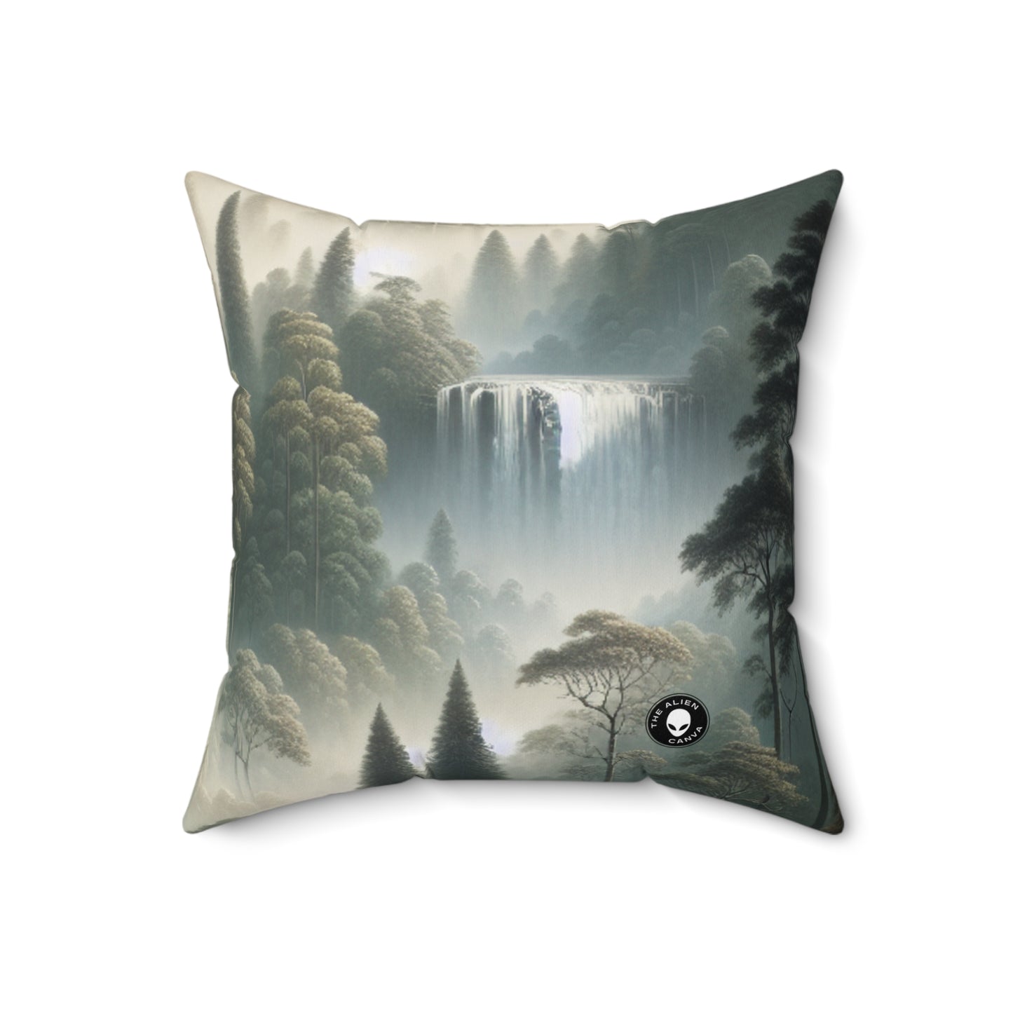 "Misty Forest Retreat"- The Alien Spun Polyester Square Pillow