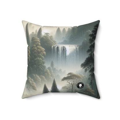 "Misty Forest Retreat": almohada cuadrada de poliéster hilado extraterrestre