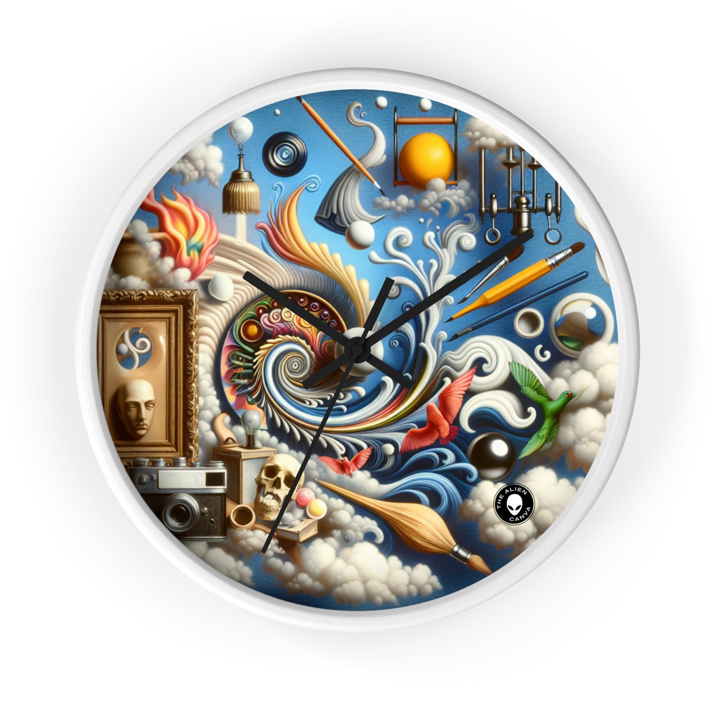 "Temporal Meltdown: Surreal Landscape" - The Alien Wall Clock Surrealism