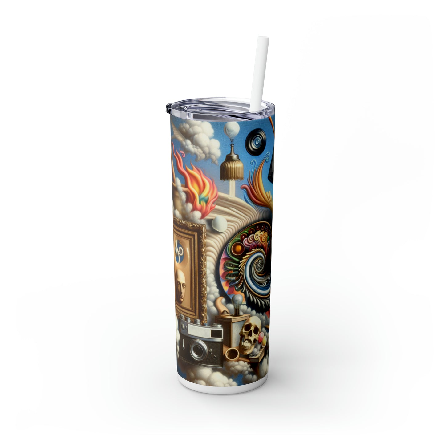 "Temporal Meltdown: Surreal Landscape" - Vaso delgado con pajita de Alien Maars® de 20 oz Surrealismo