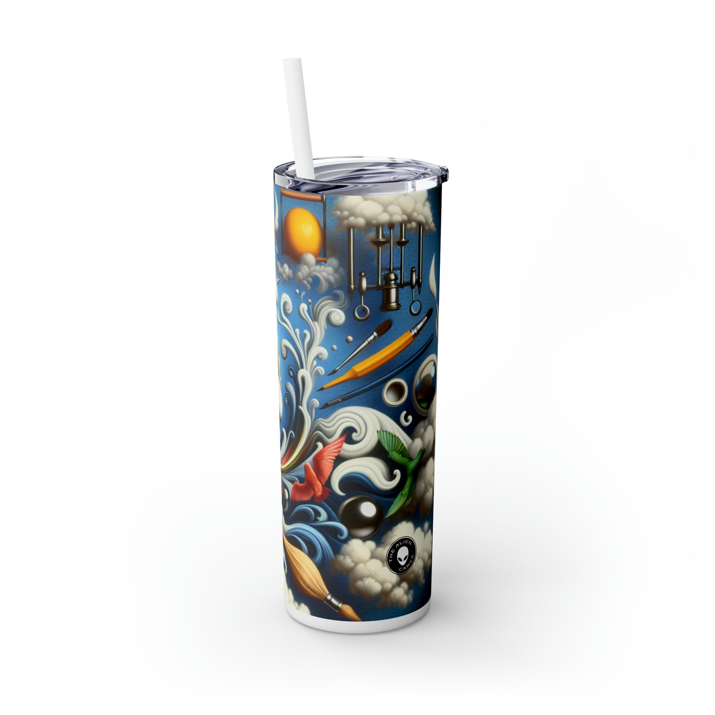 "Temporal Meltdown: Surreal Landscape" - Vaso delgado con pajita de Alien Maars® de 20 oz Surrealismo