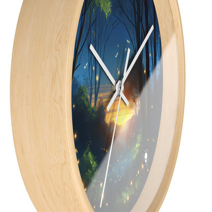 "Enchanted Dusk: Fireflies in the Forest" - The Alien Wall Clock