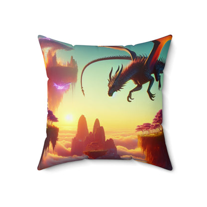 "Dragon's Flight in the Fantastical Realm"- The Alien Spun Polyester Square Pillow