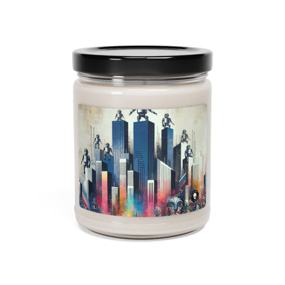 "Robotic Cityscape: A Futuristic Mural" - The Alien Scented Soy Candle 9oz Street Art / Graffiti