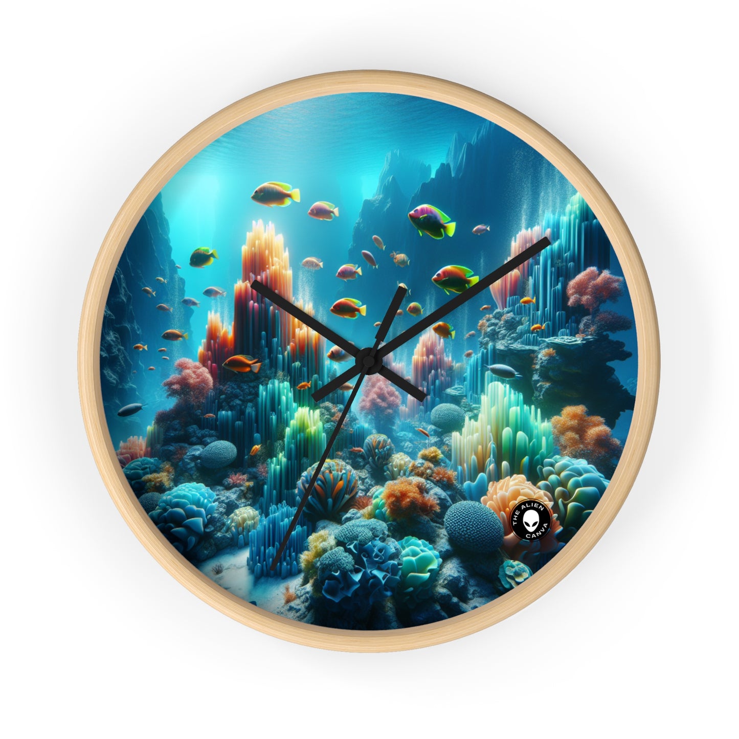 "Neon Reef: A Surreal Underwater Symphony" - The Alien Wall Clock