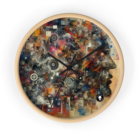 "Collage del Caos: Una Exploración Neo-Dada" - El Reloj de Pared Alien Neo-Dada