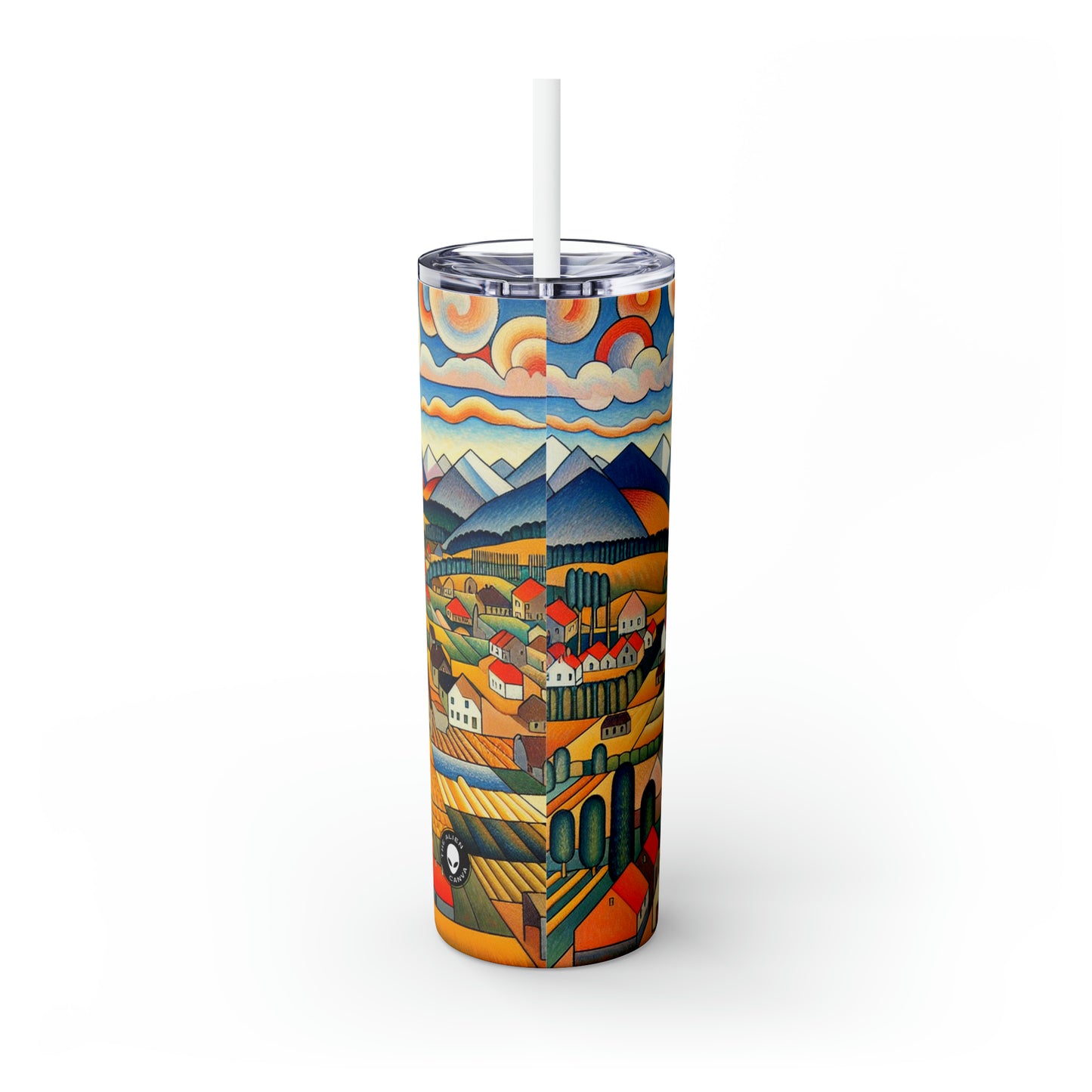 « Primal Paradise : Une célébration vibrante de la jungle » - The Alien Maars® Skinny Tumbler avec paille 20oz Primitivisme