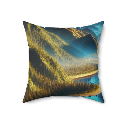 "Serenity's Palette: A Sunset Symphony"- The Alien Spun Polyester Square Pillow Photorealism