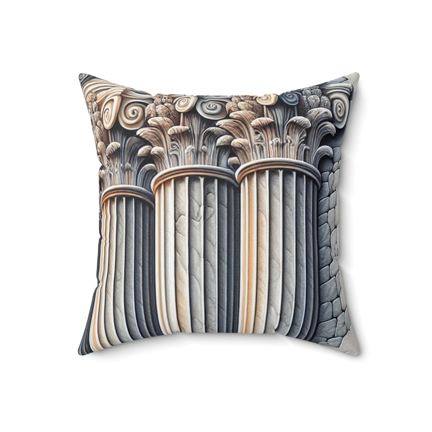 "3D Wall Columns: An Architectural Artpiece" - The Alien Spun Polyester Square Pillow Trompe-l'oeil Style