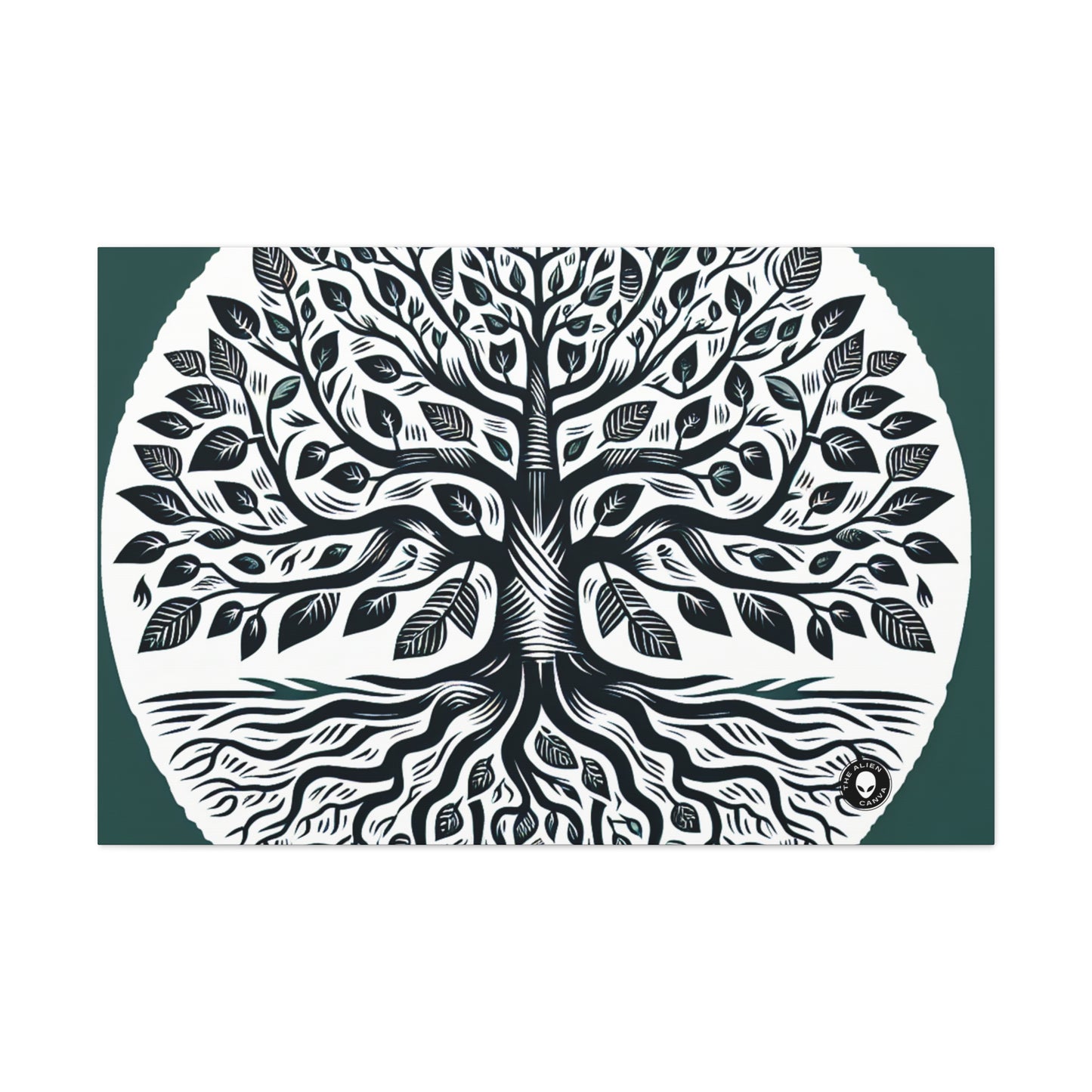 "Modern Woodcut Family Tree" - The Alien Canva Woodcut Printing